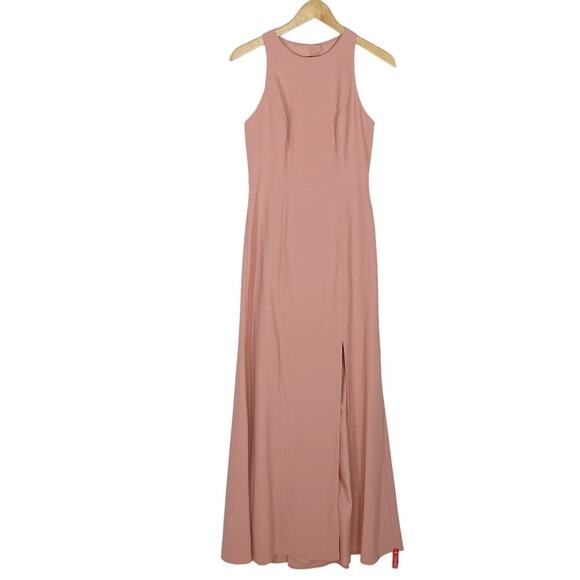DESSY COLLECTION Diamond Cutout Back Trumpet Gown in Desert Rose - Picture 2 of 10